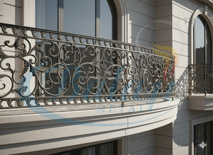 Balustrade en fonte décorative royale moderne, gris naturel, résistante aux intempéries, durable, pour balcon, villas, appartements, hôtels, Balaji - Product Image 2