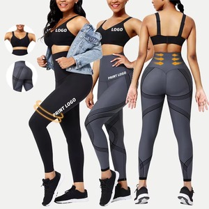 OEM Women Gym Fitness Striped Breathable 2 Piece Sets High Waist Butt Lifting Bottoms Sports Active Yoga - Product Image 3