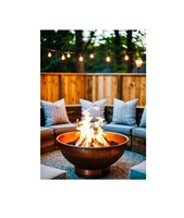 Brasero d'extérieur en cuivre design, bol artistique en métal fait main, centre de chauffage de luxe pour jardin et patio, décoration élégante