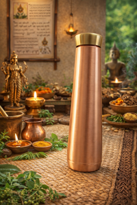 Copper Water Bottle With Lid Portable Travel <b>Drinkware</b> Traditional Chinese Design - Product Image 2