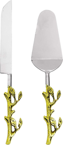 Juego de cubiertos para ensalada con mango de diseño coral en metal dorado con acabado espejo de acero inoxidable, 11X1X3, vajilla, utensilios de mesa. - Product Image 3