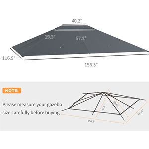 Tetto di Ricambio per Gazebo a Ombrello 10FT X 13FT, Design Contemporaneo, Grigio Scuro per 84C 116 - Product Image 3
