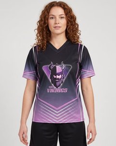 Vêtements de sport pour femmes, maillot de football violet à manches courtes, t-shirt d'entraînement, maillot d'équipe avec design personnalisé - Product Image 1