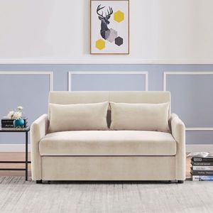 Divano Letto Estensibile a Due Posti per Spazi Ristretti con Schienale Regolabile e 2 Cuscini Lombari - Product Image 1