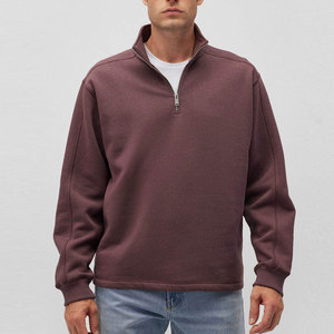 Sudadera de cuello alto con cremallera de 1/4 para hombre, 100% algodón, transpirable, para gimnasio y fitness, negra, lavada a la piedra, 200g, forro polar, personalizada, para entrenamiento al aire libre, venta al por mayor - Product Image 1