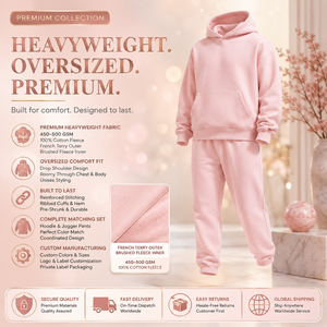 ชุดเซ็ตแทรคสูทสีชมพูแบบ unisex ผ้าฝ้ายฟลีซ สีพื้น สวมใส่สบาย ทรงหลวม ระบายอากาศได้ดี เนื้อผ้าหนา สไตล์สตรีทแวร์ - Product Image 6
