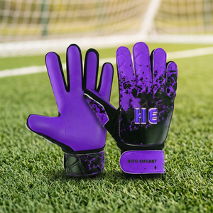 Gants de gardien de but de football, nouveau design, en latex avec protection des doigts, pour adultes, couleur violet et noir, sangle en latex - Product Image 3