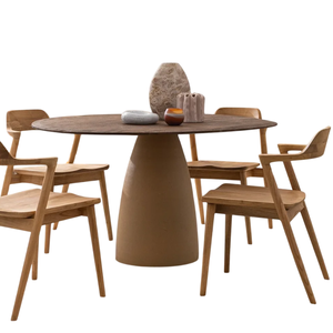 Nueva Mesa de Comedor Plegable Moderna de 4 Plazas con Cubierta de Madera de Mango Sólido con Acabado Marrón Arenado y Base de Metal Texturizado Cónico - Product Image 2