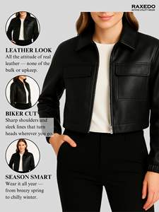 Veste en cuir de cowgirl pour femmes, manteau court d'hiver pour femmes, vêtements d'extérieur en cuir élégants pour femmes - Product Image 4