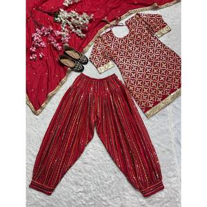 Conjunto de Fiesta para Mujer de Diseñador, Top, Patiala, Salwar, Dupatta - Product Image 3
