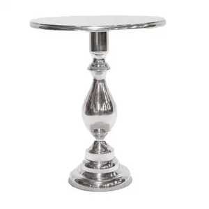 Luxury Silver Cast Aluminum Branch Side <b>Table</b> Creative Antler Design Pedestal <b>Table</b> Nature Inspired Round Metal Accent <b>Table</b> - Product Image 2