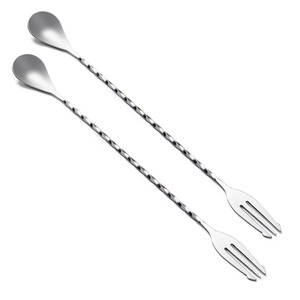 Cuillère à cocktail élégante en acier inoxydable, manche torsadé de qualité supérieure, outil de mélange de boissons, accessoire de bar de luxe - Product Image 5