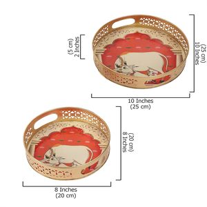<b>Elephant</b> and Other Pichwai Classical Prints Available Round Wooden Serving Trays Premium - Product Image 4