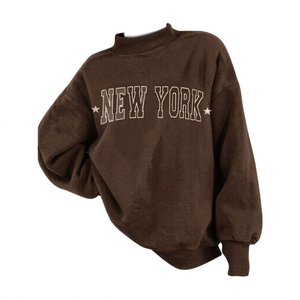 Pull-over col montant pour femme, streetwear, confortable et douillet, 100% coton, léger, pour l'hiver - Product Image 1