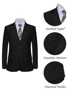 Veste décontractée d'été pour garçons, coupe ajustée, uniforme scolaire, blazer noir à revers cranté pour enfants - Product Image 3