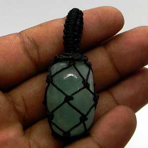 จี้หินแคลเซโดนีสีเขียวทำมือ เงินแท้ 925 ชุบทอง 18K สร้อยคอ unisex เครื่องประดับอัญมณี รับรองโดย IGI ขายส่ง - Product Image 4