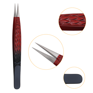 Pince à épiler Stahlmann Pro en acier inoxydable de haute qualité avec revêtement noir et rouge, option de logo personnalisé, texture à pointe lisse - Product Image 4