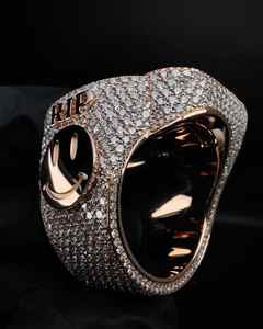 Anillo de Plata de Ley 925 con Logotipo 3D Personalizado para Hombre, Estilo Hip Hop, con Diamantes Moissanite Engastados a Mano, Superbrillante, para Bodas, Estilo Cubano - Product Image 2