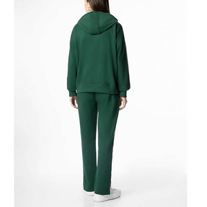 Sweat-shirt à capuche vert pour femme, manches longues, couleur unie, coupe ample décontractée, pull à cordon avec poches latérales - Product Image 4