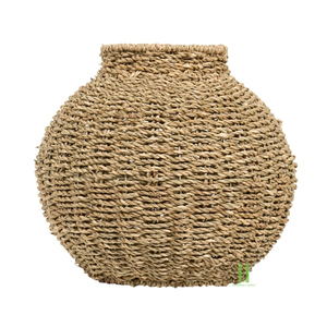 Vase en jonc de mer écologique fait main avec poignées, vase décoratif rustique tissé naturellement pour la décoration de maison moderne de style farmhouse - Product Image 4