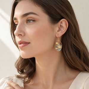 Custom Translucent Enamel <b>Drop</b> Earrings Gold Plated Brass Jewelry - Product Image 5