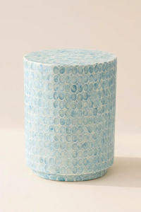 Tabourets cylindriques incrustés de coquillages, mosaïque de nacre naturelle, table de chevet pour la décoration intérieure. - Product Image 1