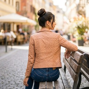 Chaqueta de Motocicleta de Cuero Vacuno Repujado para Mujer, Marca Leather Spot |   Abrigo de Invierno Acolchado Vintage, Transpirable y Ecológico con Cierre de Cremallera, de Seda - Product Image 6