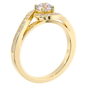 Anillo de Diamante Sintético Certificado por IGI, Corte Brillante Redondo, Color F, Claridad VS1, 1.50 Ct, Oro Amarillo de 14k, Estilo Pavé, Diamante CVD - Product Image 3