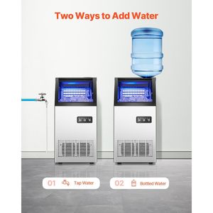Macchina per il Ghiaccio Professionale da 80 libbre/24H con Capacità di Stoccaggio di 28 libbre, 36 Cubetti di Ghiaccio, 15 Minuti di Produzione, Display Digitale a LED - Product Image 5
