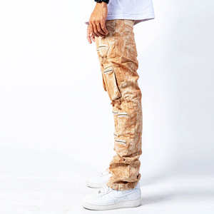 Pantalones Cargo de Moda para Hombre OEM ODM, Estilo Urbano, Diseño Desgastado con Cremallera, Múltiples Bolsillos, Pantalones Casuales, Jeans Modernos de Hip Hop - Product Image 2