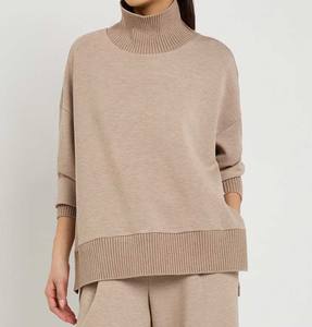 Pull d'hiver à rayures verticales, coupe ajustée, respirant, à boutons - Haut en maille douce et élastique pour femme - Product Image 6