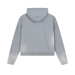 Sudadera con capucha para hombre, corte holgado, estilo vintage, con efecto degradado de tinta castaño descolorida por el sol, con efecto rotura de bordes y estampado de logotipo, Rainbow Spray, bajo MOQ - Product Image 2