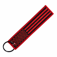 Porte-clés en tissu en gros, étiquettes tissées drapeau aviation, jet tag, broderie logo personnalisé, avec anneau porte-clés