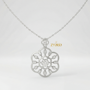 Collar con Colgante de Diamante Cultivado en Laboratorio con Diseño Floral en Oro de 14K/18K, Elegante, Sostenible, Moderno y de Lujo para Fiestas, Bodas y Aniversarios - Product Image 3