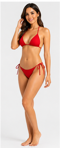 Conjunto de Bikini a Rayas para Mujer, Top Triangular, Traje de Baño de Dos Piezas con Pareo, Ropa de Playa de Moda, Conjunto de Bikini de Verano - Product Image 5