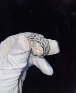 925 Sterling Silver Rhodium Plated Cluster Moissanite Baguette Cut Full Iced Hip Hop <b>Ring</b> for <b>Men</b> for Custom Anniversary Gift - Product Image 2