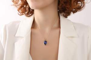 Collar con Colgante de Lapislázuli, Plata de Ley 925, Chapado en Oro de 14K, Certificado IGI, Diseño Único, Joyería de Piedra de Nacimiento de Septiembre, Regalo - Product Image 2