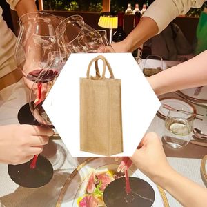Jute Wine <b>Bottle</b> Gift <b>Bag</b> with Drawstring Closure Eco-Friendly Natural Fiber Packaging Medium Size (30-50cm) Wholesale - Product Image 5