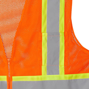 Gilet de sécurité en maille polyester haute visibilité classe économique 2, vert, grande taille, avec fermeture éclair et bordure bicolore, séchage rapide - Product Image 2