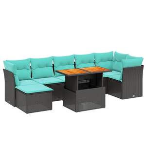 Juego de sofás de patio de ratán sintético negro de 8 piezas con cojines, elegantes muebles de exterior - Product Image 2