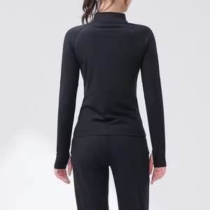 High Quality Custom Nylon Spandex Running Shirts Winter Shirt Quick Dry <b>Womens</b> Plain Quarter Zip Sports Running Yoga Shirt - Product Image 6