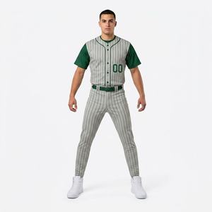 Uniforme de Béisbol para Adultos y Jóvenes, Jersey a Rayas de Manga Corta, Transpirable, de Poliéster, Ropa de Equipo, Logotipo Personalizado, Impresión Frontal, Kits de Béisbol - Product Image 3