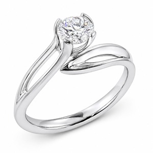 Anillo de Compromiso de Diamantes de Corte Brillante Redondo en Oro Blanco para Mujer, Engaste de Puntas, Estilo Clásico - Product Image 4