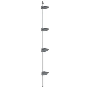Scaffale da doccia ad angolo telescopico in alluminio argento a 4 livelli soluzione per la conservazione del bagno - Product Image 2
