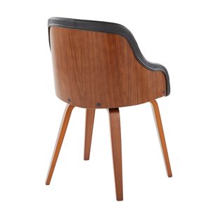 Chaise de salle à manger/de accent Bacci, style moderne du milieu du siècle, en bois de noyer et simili cuir noir - Product Image 3