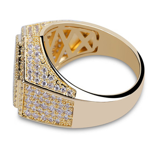 Gold Color Moissanite <b>Ring</b> Geometric <b>Ice</b> Cube Band Statement Jewelry for Wedding Gift - Product Image 4