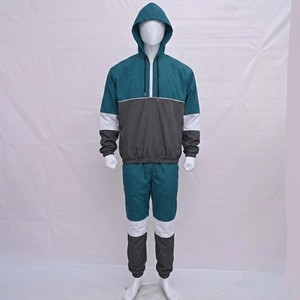 Unisex Mens Urban Hooded Windbreaker <b>Tracksuit</b> Utility Style Jogger Set Half Zip Jacket Street Activewear Custom OEM - Product Image 1
