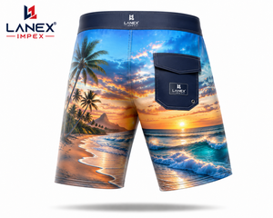 กางเกงขาสั้นชายหาดพิมพ์ลายทรอปิคอล 3 มิติ สำหรับผู้ชาย แห้งเร็ว เหมาะสำหรับเล่นเซิร์ฟ ว่ายน้ำ ลายคลื่นทะเล ชุดชายหาดฤดูร้อน รับผลิตแบบ OEM ODM - Product Image 2