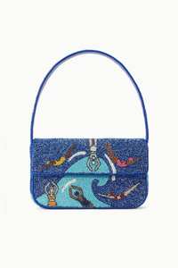 Bolso de mano con patrón de lazo rosa y bordado de cuentas, con solapa blanca y asa superior, para mujer, ideal para fiestas y eventos, hecho a mano - Product Image 5