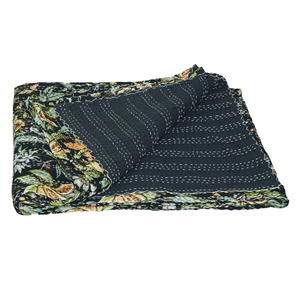 Handmade Reversible Floral Kantha Quilt Organic Cotton Bohemian <b>Bedspread</b> All Season Home Decor - Product Image 1